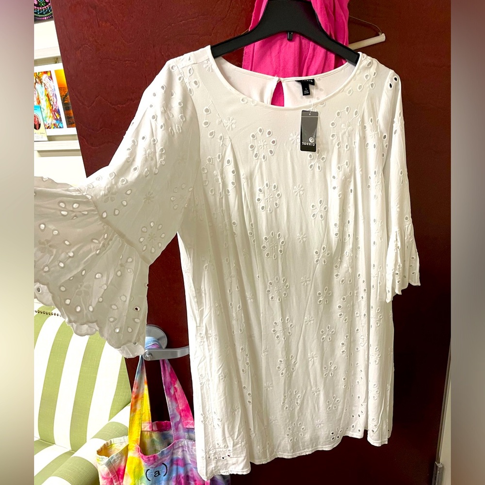 Torrid bright white mini eyelet dress